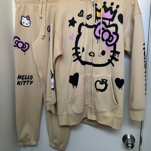 Forever 21 Beige Hello Kitty Hoodie and Pants set